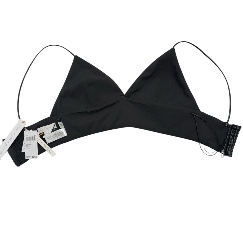 HOUSE OF HARLOW 1960 Vegan Faux Leather Bralette Black Crop Top NWT 8 - Picture 5 of 9